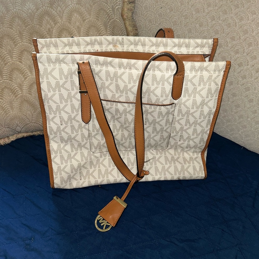 Michael Kors Beige and Brown Tote Bag